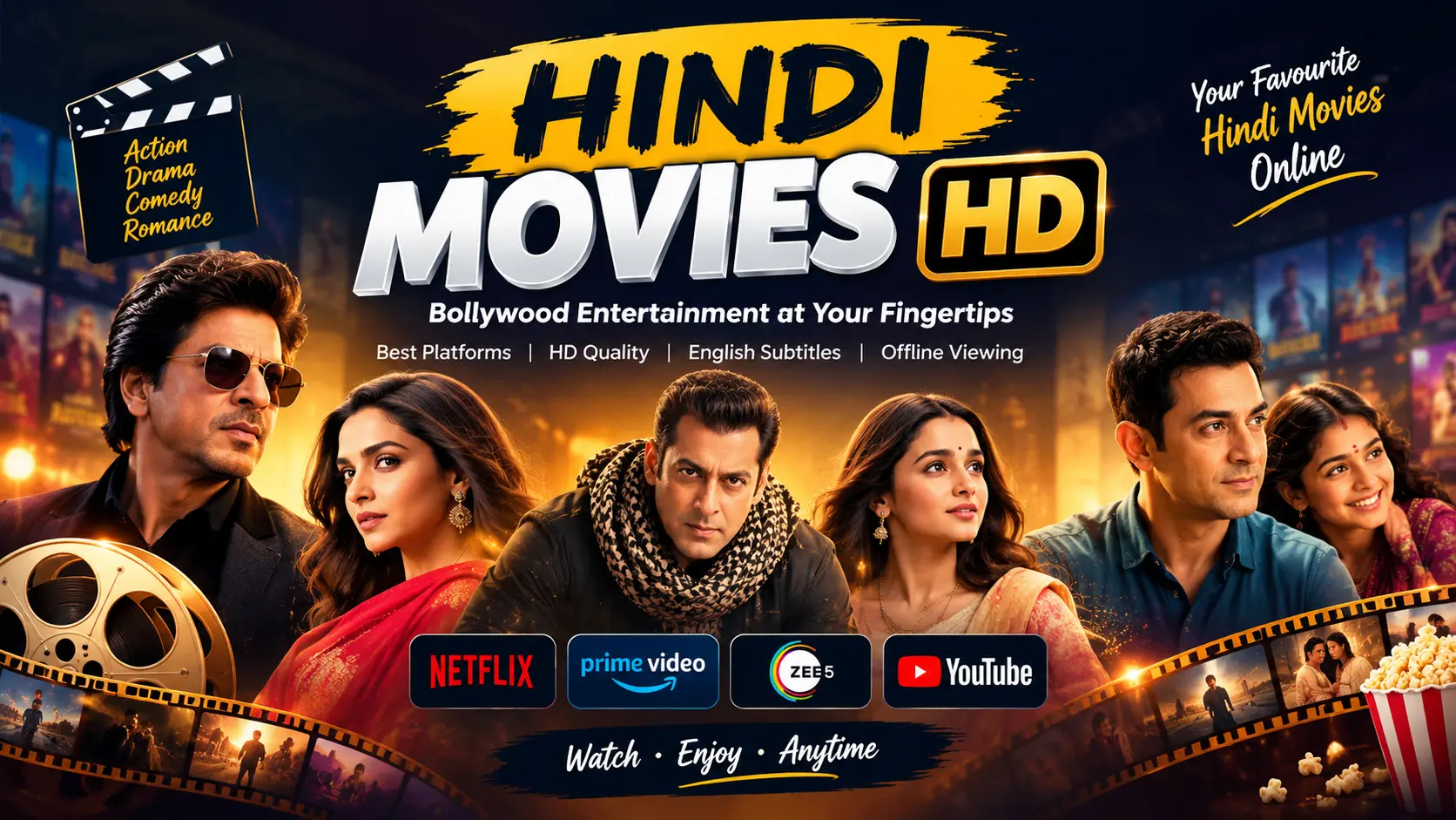Hindi movies HD streaming on a smart TV in Full HD quality